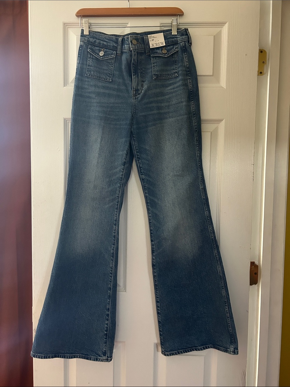 J. Crew Blue High-Rise Wide-Leg Flare Jeans